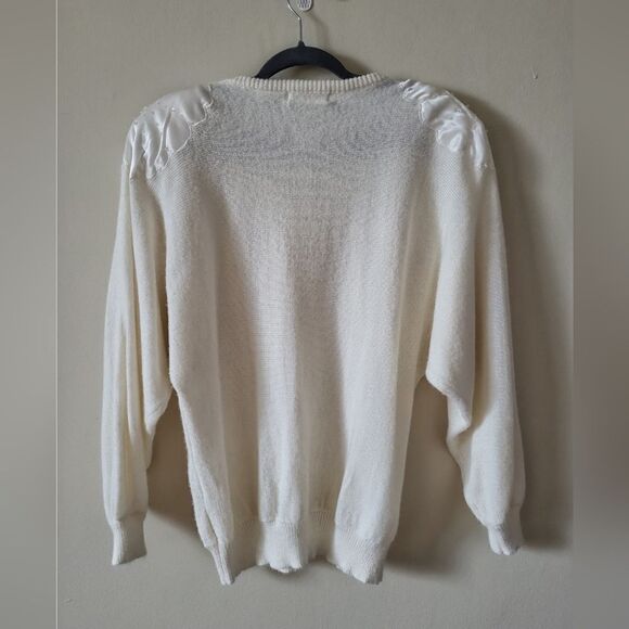 Vintage White Beaded Sweater - Picture 2 of 5